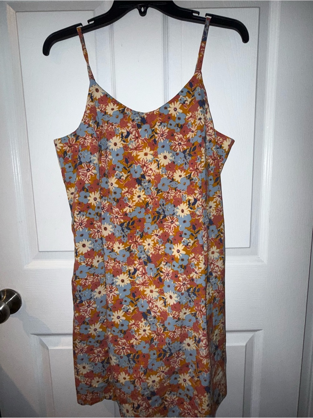 Toad&Co Rust Blue Cream Floral Slip Dress